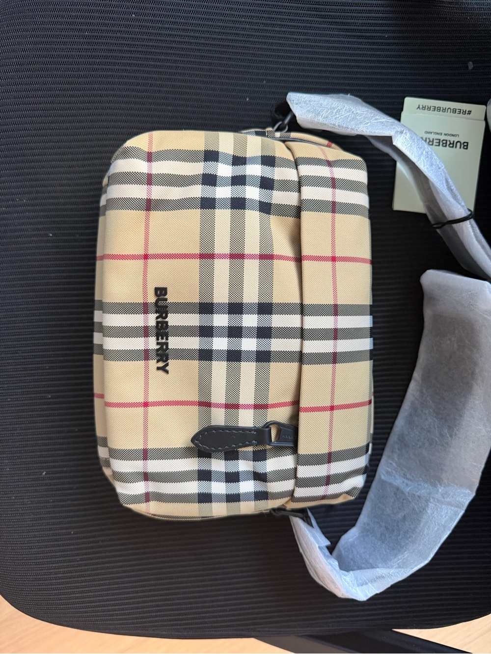 Burberry Tan Nova Check Belt Bag with Black Logo